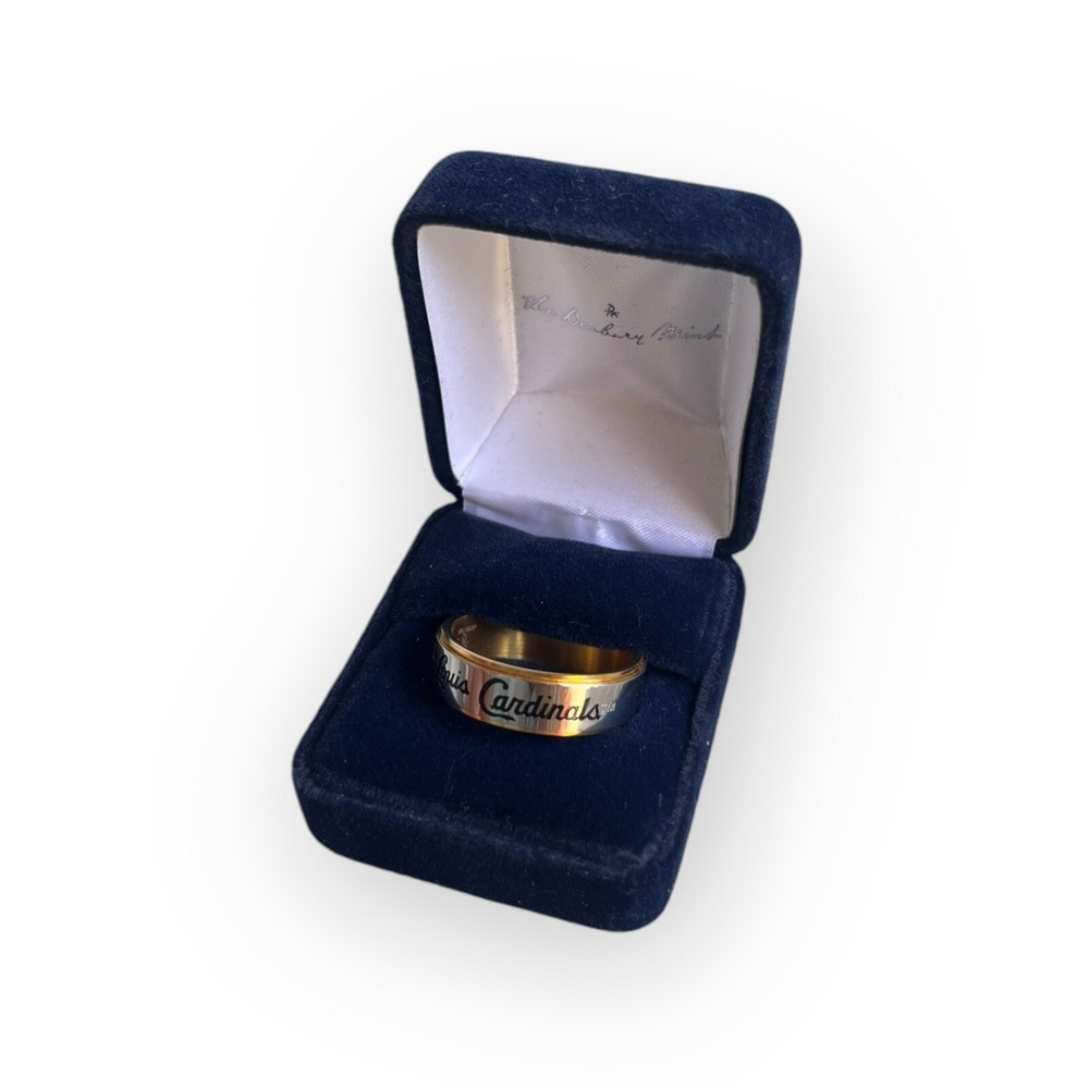 Danbury Mint Men's Cardinals Baseball Spinning‎ Ring Stainless Steel Size 15